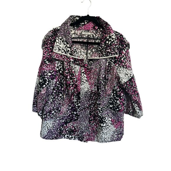 Laura Max Jacket Small Pink Purple Black Lightweight Full Zip Pockets #2966 - Picture 1 of 13